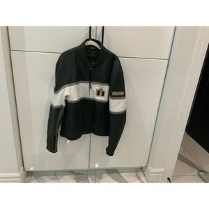 Icon Men's black has white stripes jacket genuine leather size 44 good condition
